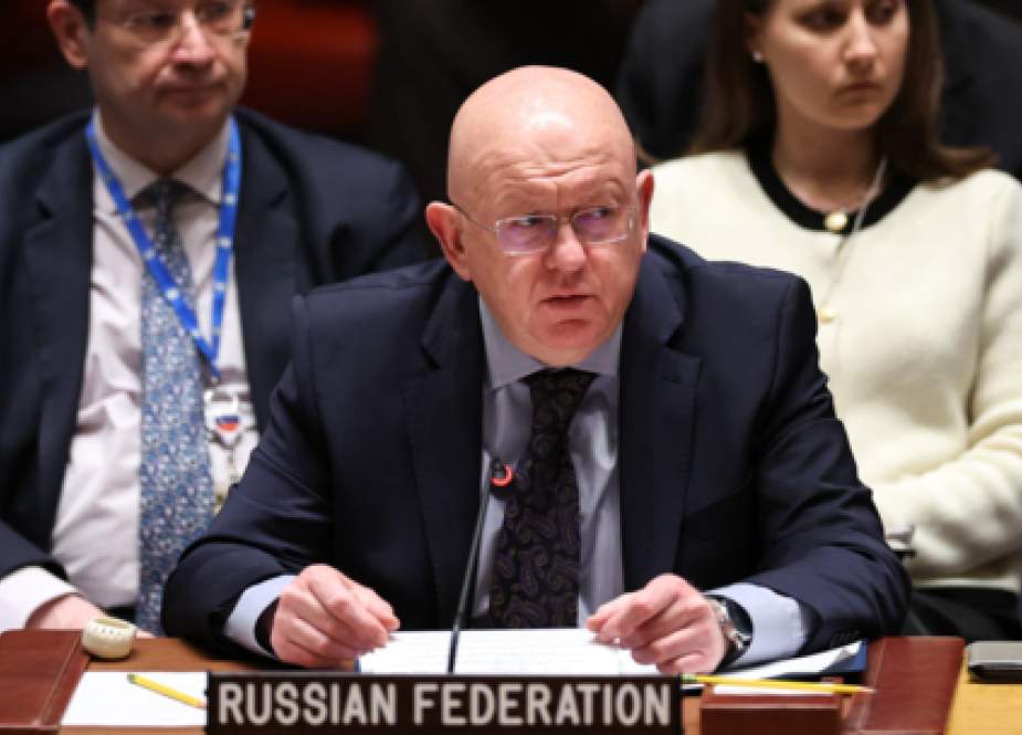 Russian Ambassador to the UN Vasily Nebenzya at UN Security Council