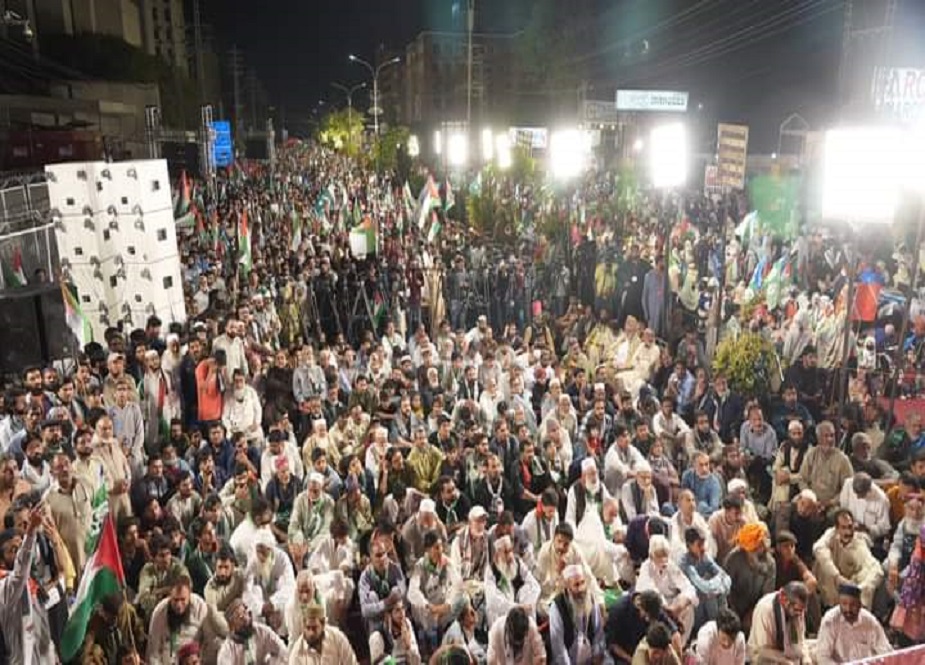 لاہور، امریکی قونصلیٹ کے سامنے جماعت اسلامی کا لبیک یا اقصیٰ مارچ
