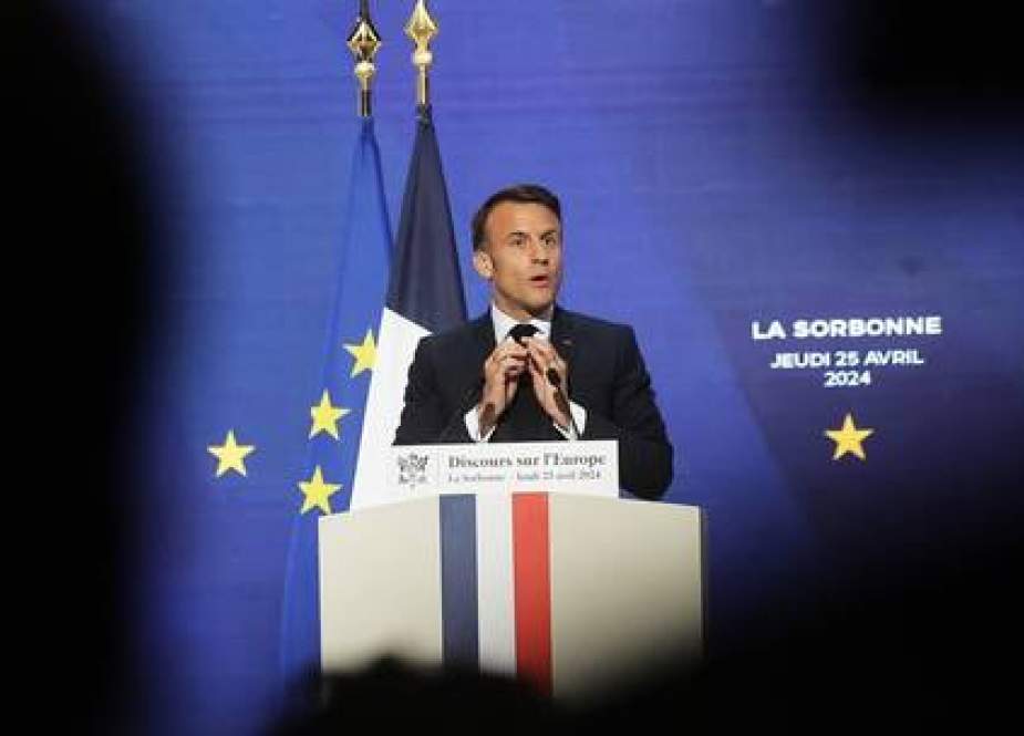 French President Emmanuel Macron delivers a speech at the Sorbonne University in Paris