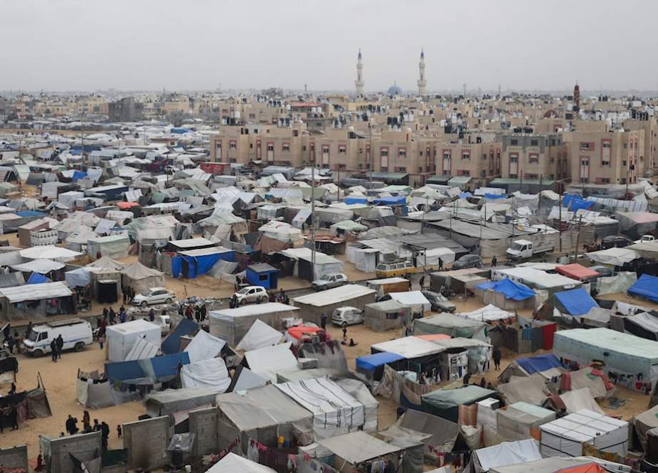 Tents camp houseing Palestinians displaced by the Israeli war in Rafah, Gaza