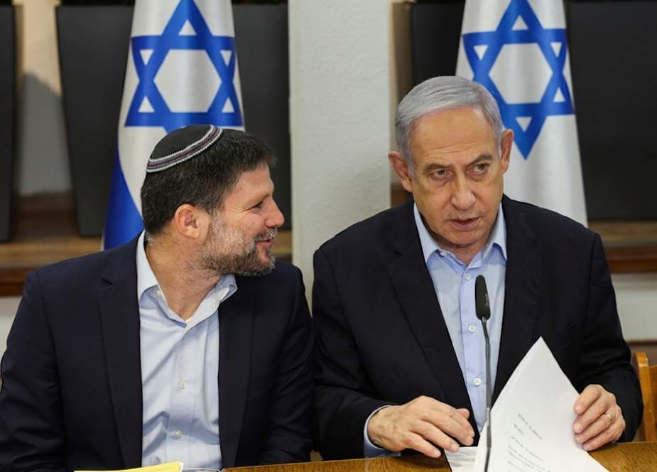 Israeli Finance Minister Bezalel Smotrich with Prime Minister Benjamin Netanyahu