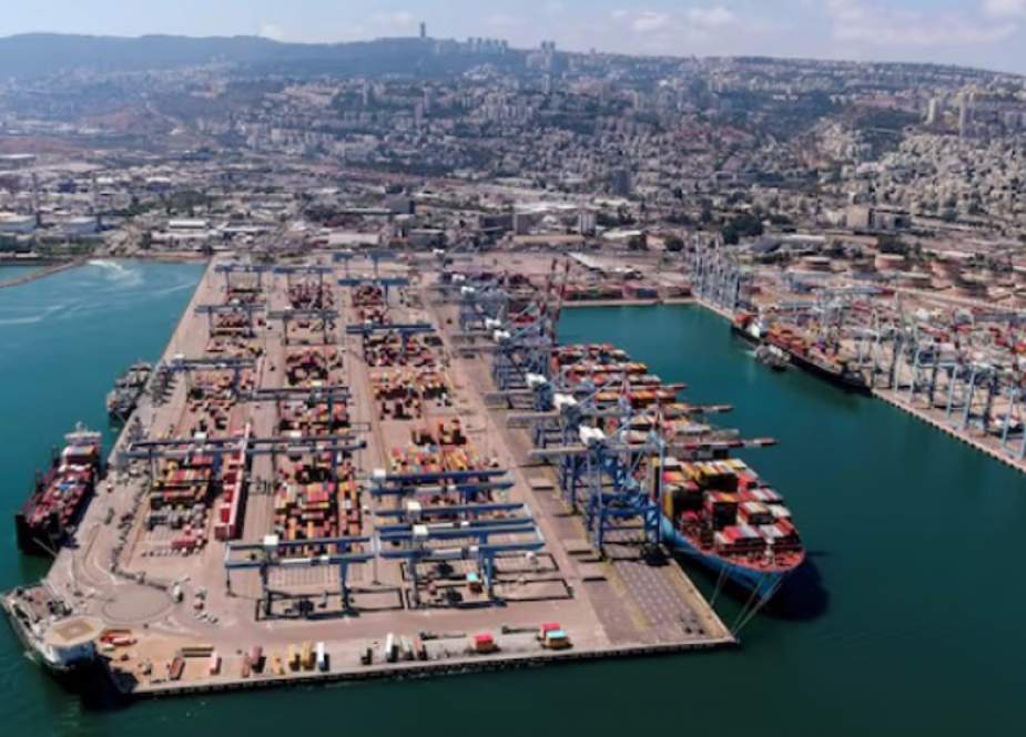 Port of Haifa in the northern part of  Israeli-occupied territories