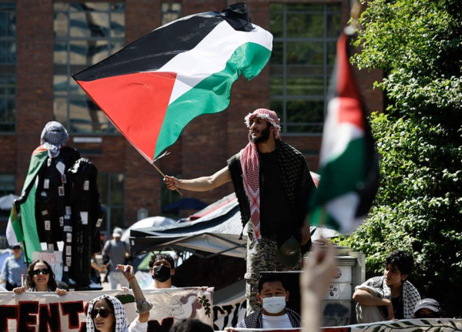 Pro-Palestinian protesters at George Washington University, Washington, DC