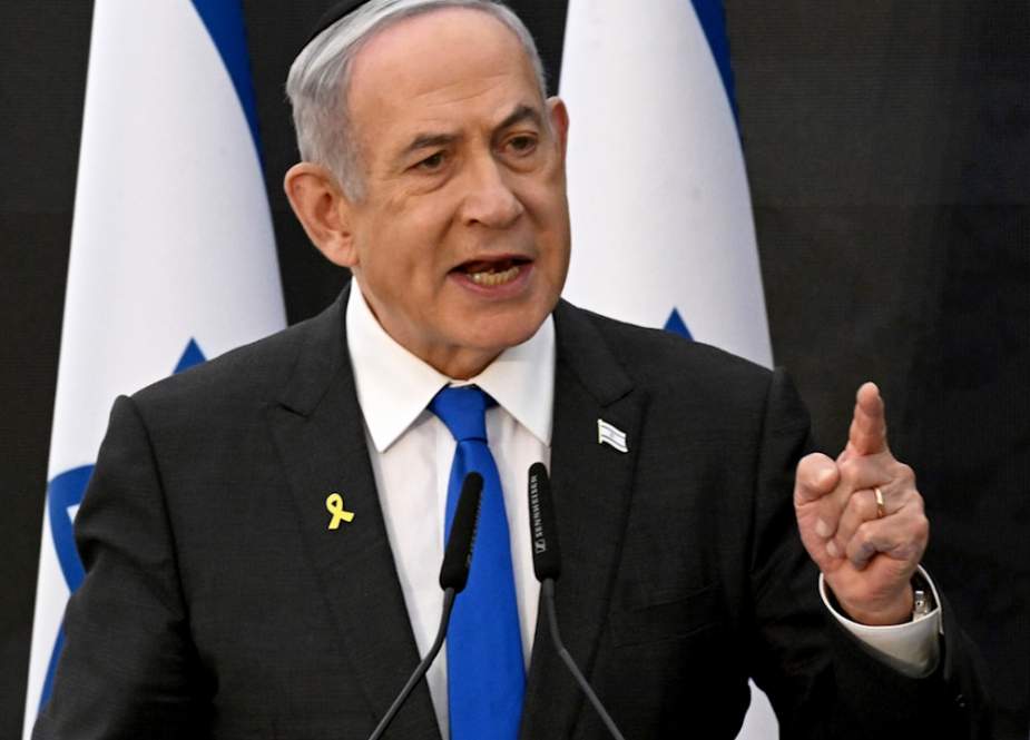 Israeli Prime Minister Benjamin Netanyahu speaks at a ceremony for the 