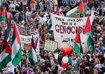 Pro-Palestinian demonstrators gather for a protest against the Israeli-led genocide in Gaza