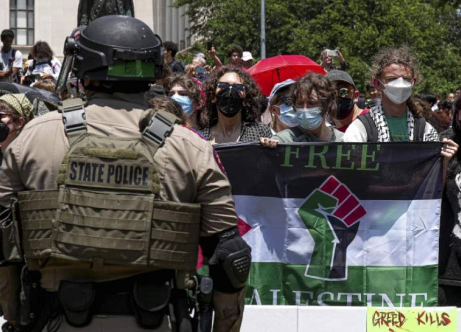 اعتراضات دانشجویان آمریکایی علیه جنایات اسرائیل در غزه