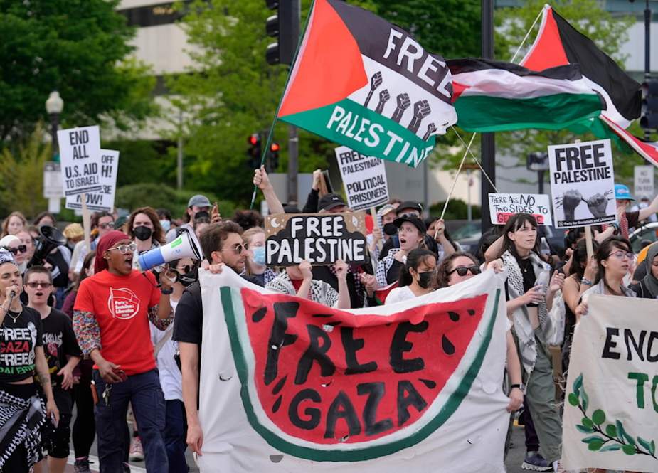 Pro-Palestine demonstrators march in support of the Palestinian people in Boston, Massachusetts US