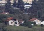An Israeli settler house in the northern Israeli-occupied border town of Metula, which was damaged by Hezbollah shelling