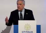 Italian Foreign Minister Antonio Tajani in press conference at the G7 Foreign Ministers meeting on Capri Island, Italy