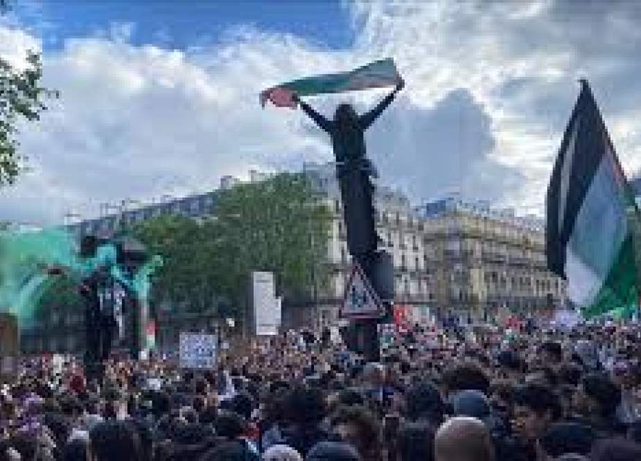 Pro-Palestinian demonstration to condemn the Israeli attacks on Gaza, in Paris, France